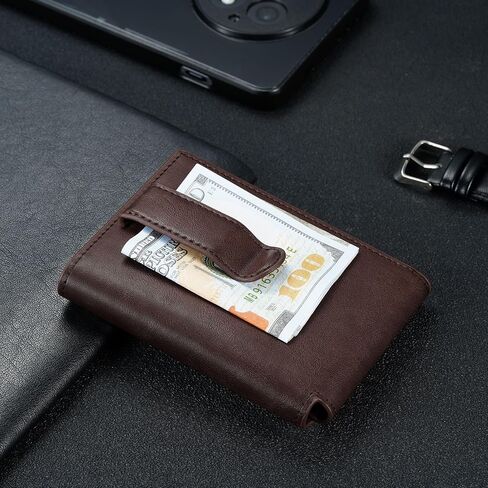 furid Leather Slim Wallet for Men Minimalist: Magnetic Closure Bifold Front Pocket Wallets with Money Clip - Rfid Credit Card Holder Wallet - Gifts for Men at Birthday in Saudi Arabia