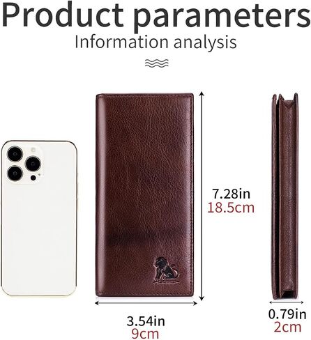 Unisex Vintage Leather Long Bifold Wallet - RFID Blocking Billfold with ID Window & Multi-Card Slots - Genuine Cowhide Cash & Receipt Organizer for Travel (91644-Coffee) in Kuwait