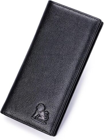 Unisex Vintage Leather Long Bifold Wallet - RFID Blocking Billfold with ID Window & Multi-Card Slots - Genuine Cowhide Cash & Receipt Organizer for Travel (91644-Coffee) in Saudi Arabia
