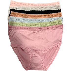 5 pack assorted Color Adult Unisex High Waist Lace Trim Panties Nylon Spandex soft and stretchy Size Hip 42-44 inches in Saudi Arabia
