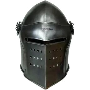 Barbuta Helmet | Renaissance Detachable Visor Barbute 16 Gauge Functional Armor Silver | Wearable for Adult | Medieval Costumes Helm SCA LARP Replica Costume in Saudi Arabia