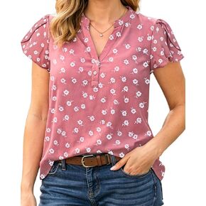3/4 Sleeve Tops for Women - Dressy Casual Business Work Blouses Fashion Office Shirts Chiffon V Neck Womens Shirts in Saudi Arabia