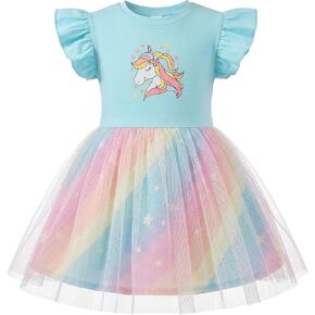 Unicorn Dress for Girls, Rainbow Tutu Dress for Kids Party Birthday Outfit in Saudi Arabia