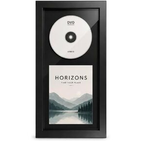 DVD Display Frame for Standard DVD Case and Disc, Solid Wood Shadow Box with EVA Foam Lining and Black Flocked Fabric, Wall Mount or Tabletop, 7.9" x 15.1" in Saudi Arabia