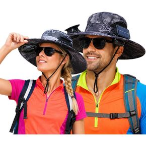 Solar Cooling & Breeze Fan Hat, UPF50+ 2 Fans, Men Women | Portable wide brim; Hands-free cooling breeze; Fishing, gardening, beach, hiking; Cool under hot sun in Saudi Arabia