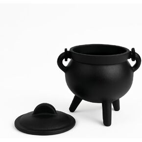 Cast Iron Cauldron with Lid Handle, Ideal for smudging, Incense Burning, Ritual Purpose, Decoration, Candle Holder,etc. (Pot Style 4" Dia (BR90)) in Saudi Arabia