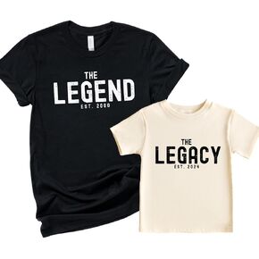 قميص The Legend The Legacy قميص الأب والابن قمصان متطابقة مخصصة للأب وأنا هدية عيد ميلاد الأب للأب الجديد باللون الأسود in Kuwait