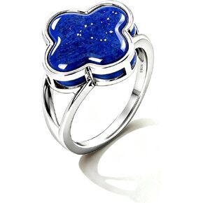 S925 Sterling Silver Four Leaf Clover Ring for Women, Turquoise Gemstone, Vintage Lucky Clover Split Shank Statement Band in Saudi Arabia