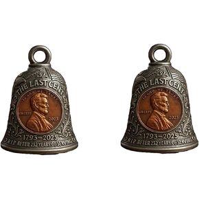 Commemorative Coin Bell Featuring The Final Lincoln Penny and Liberty Tribute,Vintage The Last Cent Hanging Bell Ornament Celebrate 232 Years of U.S. History(2Pcs) in Saudi Arabia