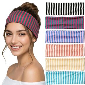 Waliah 6Pcs Striped Headbands for Women Wide Headbands for Women Non Slip Head Bands Women's Trendy Hair Accessories in Saudi Arabia