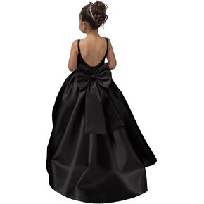 Satin Flower Girl Dress for Wedding Bow-Knot Pageant Dresses Floor Length Formal Ball Gown for Girls in Saudi Arabia