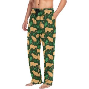 QUGRL Pajama Pants Men Cute Capybara Seamless Pattern Men's Pajama Bottoms Hand Drawn Sleep Lounge Pant with Pockets Drawstring XX-Large in Saudi Arabia