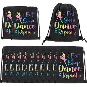 12 Pcs Dance Party Favor Bags Dance Drawstring Backpack Sports Party Supplies Goodie Bags for Dancer Storage Candy Snacks Treat Bag for Sports Theme Birthday Parties(9.8x11.8Inch) in Saudi Arabia
