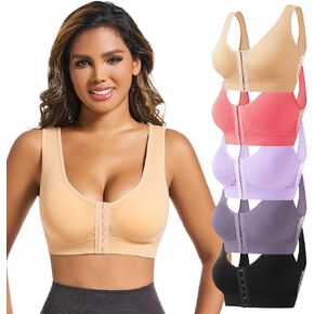 5-Pack Front Closure Bras Mastectomy Breathable Post Surgery Bralettes Set Wireless No Underwire in Saudi Arabia