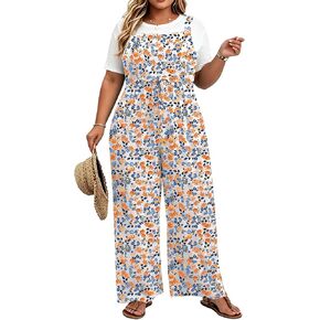 TAKEYAL Plus Size Jumpsuits for Women 2026 Summer Square Neck Rompers Drawstring Overalls with Pockets in Saudi Arabia