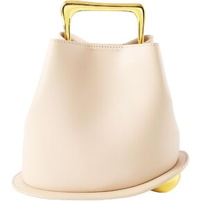 Women Bucket Bag Faux Leather Crossbody Purse with Gold Metal Handle for Commute Daily Party in Saudi Arabia