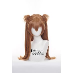 Asuka Langley Sohryu cosplay wig brown hair Straight wig Heat resistant Synthetic Hair with wig cap Unstyled Wig in Saudi Arabia