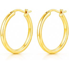 14K Gold Hoop Earrings for Women Lightweight Round Huggie Style Minimalist Everyday Jewelry 20mm/25mm/30mm in Saudi Arabia
