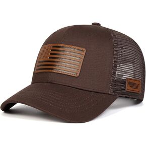 American Flag Hat with Leather Patch, American Flag Trucker Hat， USA Patriotic Mesh Hats for Men Women in Saudi Arabia