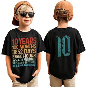 BOUTIKOME10th Birthday Boy Shirt 20 Months 3652 Days Birthday T-Shirt 10 Years Old Gift Short Sleeve Summer Party Tee Tops in Saudi Arabia