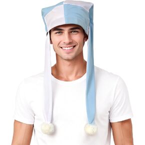 Long Ear Jester Hat Carnival Clown Costume Accessory with Pom Poms Masquerade Party Headwear for Men Women in Kuwait