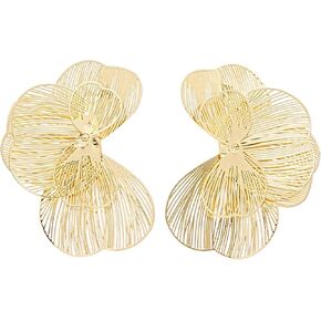 Boho Gold Flower Dangle Earrings for Women Bohemian Layered Petal Drop Earrings with Radiant Texture Hollow Out Floral Earrings French Hook Jewelry Gift for Mom Wife Birthday Anniversary Mother's Day in Saudi Arabia