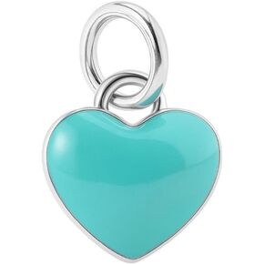 Sterling Silver Turquoise Double-Sided Glazed Puffy Heart Pendant Charm in Saudi Arabia