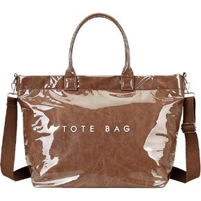 Valentoria Large PVC Tote Bag for Women Letters Print Hobo Handbags Kraft Paper Shoulder Bag with Strap for Work Travel in Saudi Arabia
