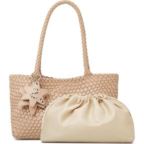 Woven Tote Bag for Women with Purse, Fashion Shoulder Hobo Underarm Bags, Large Woven Handmade Work Commuter Day Bags in Saudi Arabia
