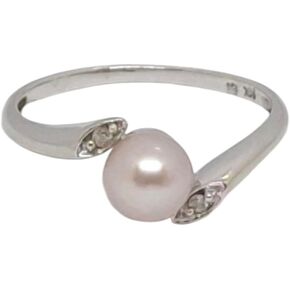 Lucky&Store NATURAL Color Freshwater Pearl/Diamond 14K White Gold Ring. Pearl Ring LOVER. in Saudi Arabia