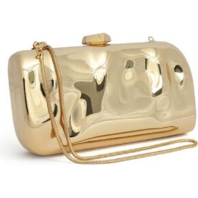 Rancco Gold Clutch Purse for Women - Acrylic Box Evening Bag with Detachable Chain, Formal Wedding Guest Purse, Dressy Gold Shoulder Bag for Proms, Parties & Cocktail Events in Saudi Arabia