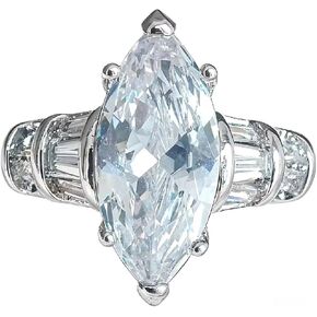 hsiyyecg Classic Sparkle Engagement Solitaire Ring for Women Marquise Cut Cubic Zirconia Wedding Band Simulated Diamond CZ Promise Anniversary Ring Size 6-10(6) in Saudi Arabia