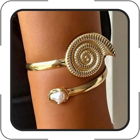 Arm Cuff for Women Mermaid Accessories Adjustable Boho Pearl Charm Starfish Shell Arm Bracelet jewelry Summer Beach Vacation Costume in Saudi Arabia