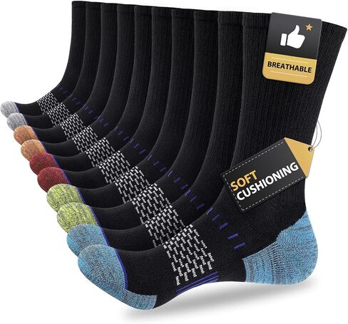 shnn Mens Socks Crew Cushion Moisture Work Boot Hiking Running Socks For Men in Saudi Arabia