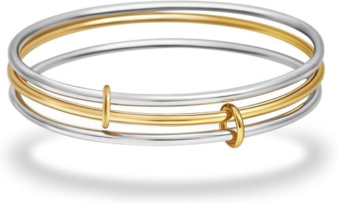 Stackable Bangle Bracelets for Women 18K Gold Plated Stainless Steel Non Tarnish Bangles 8 inch Bracelet Stack Trendy Women's Jewelry Gift in Saudi Arabia