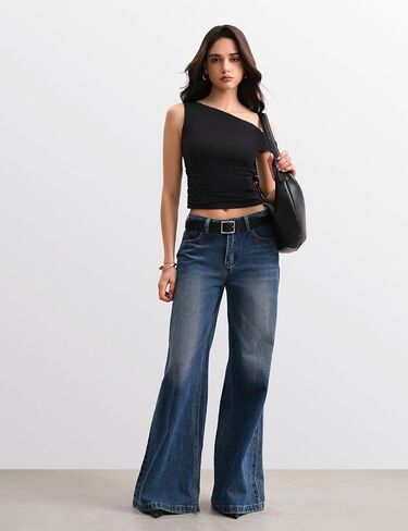 Off The Shoulder Tops for Women Sleeveless Going Out Asymmetrical Ruched Crop Tank Tops Y2K Summer Muse Collection in Saudi Arabia