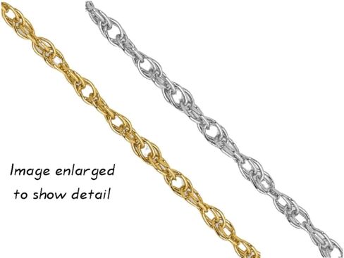 Roy Rose Jewelry Baby Rope Pendant Chain - 14K Yellow or White Gold - 0.8m and 1.3mm widths - 14", 16", 18", 20", 22", 24", 26", 30" Lengths in Kuwait