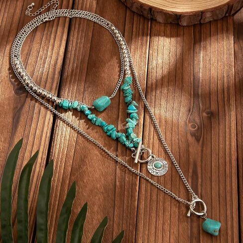 Western Turquoise Necklace Cowgirl Outfits Jewelry Boho Country Concert Necklaces Boho Jewelry for Women christmas gifts friendship gifts for women in Kuwait
