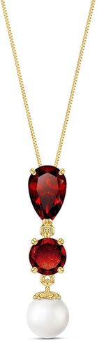 قلادة Galaxy Gold 14K من الذهب الصلب واللؤلؤ والأحجار الكريمة - 8 خيارات من الأحجار الكريمة × ذهب أصفر وأبيض وردي × أطوال سلسلة من 14 إلى 24 بوصة in Kuwait
