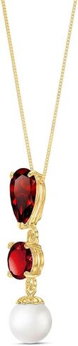 قلادة Galaxy Gold 14K من الذهب الصلب واللؤلؤ والأحجار الكريمة - 8 خيارات من الأحجار الكريمة × ذهب أصفر وأبيض وردي × أطوال سلسلة من 14 إلى 24 بوصة in Kuwait