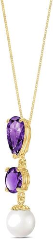 قلادة Galaxy Gold 14K من الذهب الصلب واللؤلؤ والأحجار الكريمة - 8 خيارات من الأحجار الكريمة × ذهب أصفر وأبيض وردي × أطوال سلسلة من 14 إلى 24 بوصة in Kuwait