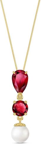 قلادة Galaxy Gold 14K من الذهب الصلب واللؤلؤ والأحجار الكريمة - 8 خيارات من الأحجار الكريمة × ذهب أصفر وأبيض وردي × أطوال سلسلة من 14 إلى 24 بوصة in Kuwait