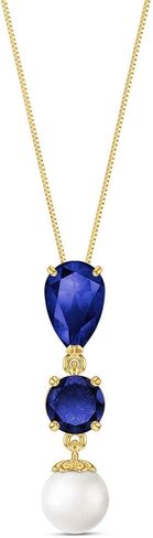 قلادة Galaxy Gold 14K من الذهب الصلب واللؤلؤ والأحجار الكريمة - 8 خيارات من الأحجار الكريمة × ذهب أصفر وأبيض وردي × أطوال سلسلة من 14 إلى 24 بوصة in Kuwait