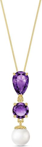 قلادة Galaxy Gold 14K من الذهب الصلب واللؤلؤ والأحجار الكريمة - 8 خيارات من الأحجار الكريمة × ذهب أصفر وأبيض وردي × أطوال سلسلة من 14 إلى 24 بوصة in Kuwait