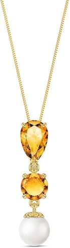 قلادة Galaxy Gold 14K من الذهب الصلب واللؤلؤ والأحجار الكريمة - 8 خيارات من الأحجار الكريمة × ذهب أصفر وأبيض وردي × أطوال سلسلة من 14 إلى 24 بوصة in Kuwait
