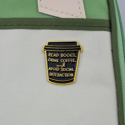 Read Books Drink Coffee And Avoid Social Interaction, Book & Coffee Lover Introvert Enamel Pin, Funny Bookish Caffeine Addict Pin Brooch, Caffeine Humor Brooch Badge For Introvert Bookworm, Bookish Antisocial Humor Badges, Bookworm Gift For Caffeinated Bo in Kuwait
