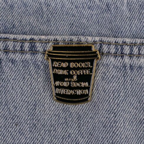 Read Books Drink Coffee And Avoid Social Interaction, Book & Coffee Lover Introvert Enamel Pin, Funny Bookish Caffeine Addict Pin Brooch, Caffeine Humor Brooch Badge For Introvert Bookworm, Bookish Antisocial Humor Badges, Bookworm Gift For Caffeinated Bo in Kuwait