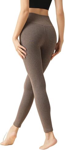 High Waist Fleece Lined Yoga Leggings, Thermal Winter Workout Pants for Women, Cotton Tights in Saudi Arabia