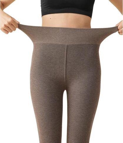 High Waist Fleece Lined Yoga Leggings, Thermal Winter Workout Pants for Women, Cotton Tights in Saudi Arabia