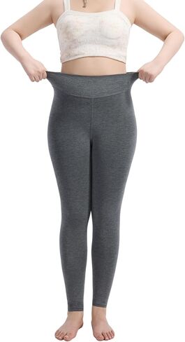 High Waist Fleece Lined Yoga Leggings, Thermal Winter Workout Pants for Women, Cotton Tights in Saudi Arabia